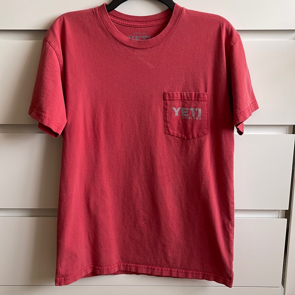 Red washed Yeti t-shirt